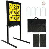 Heavy Duty 9 Hole Pitching Net with Strike Zone, Baseball/Softball Pitching Net with Removable Digital Targets,Baseball, Sandbags, carry bag, Adjustable Pitcher Training Equipment (Black)