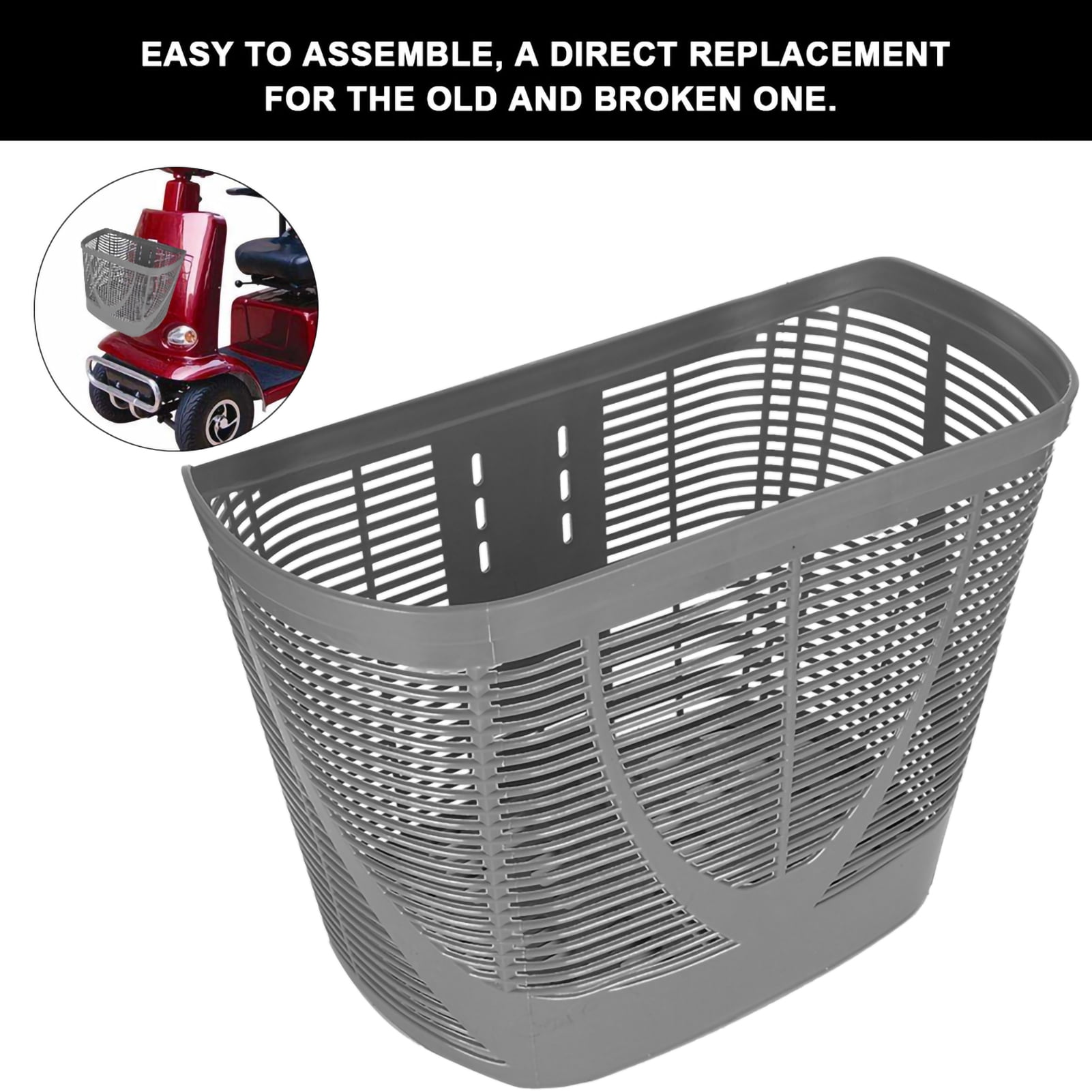 Mobility Scooter Basket Scooter Part, Mobility Scooter Plastic Rear Basket, Mobility Scooter Modification Accessory, Large Front Basket For Electric Mobility Scooters And Power