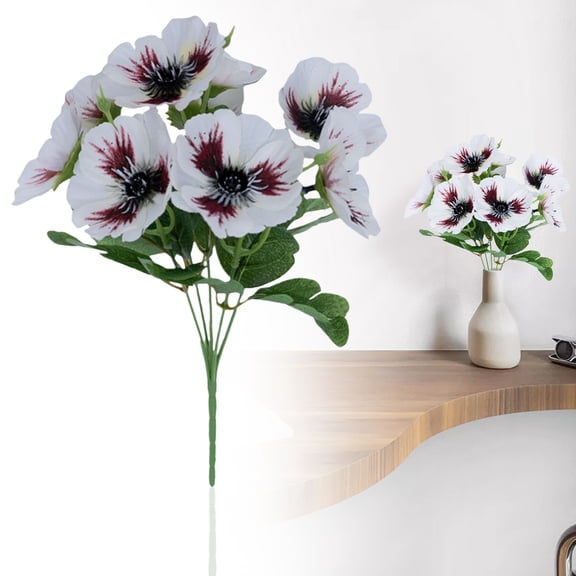 Artificial Pansy Flower Bouquet, Artificial Flowers for Outdoors, Realistic Silk Pansies for DIY Crafts, Stage & Home Decor, UV Resistant for Indoor Outdoor Garden Decor, 12.2inch