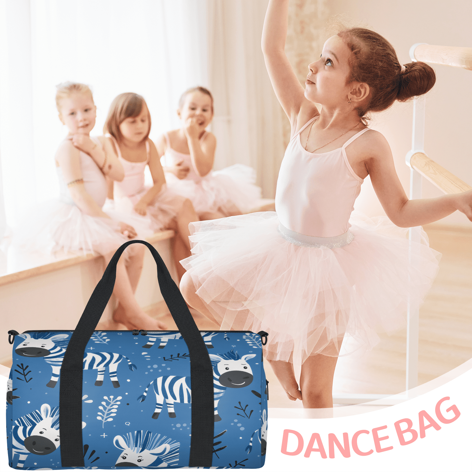 Herdesigns Zebra Gym Bag for Women, Duffle Bag for Travel Sport, Leaf Plant Lightweight Waterproof Carry on Weekender Dance Yoga Workout Bags