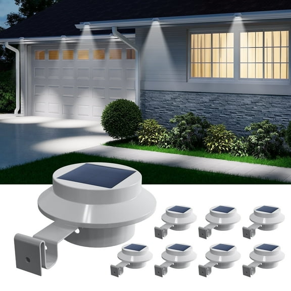 Yinghao 8 Pack Solar Power Gutter Lights Outdoor Waterproof Led Fence Lamp Lighting Railing, Wall, Deck, House, Garden, Yard, Pool, No Drilling Mount
