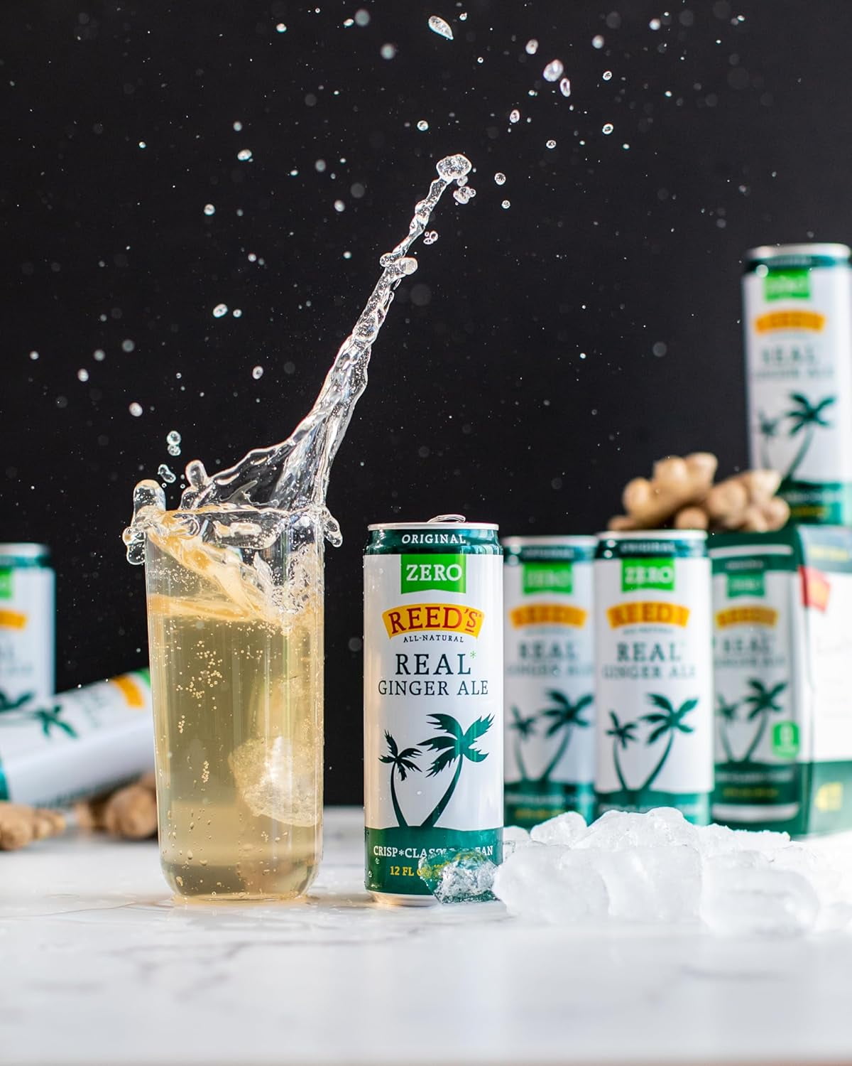 (Pack of 6) Reed's Zero Sugar Ginger Ale Soda, 12 fl oz