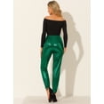 thumbnail image 3 of Allegra K Pantalones metálicos para mujer, brillantes, brillantes, con cintura elástica, pantalones de chándal holográficos, ropa de calle Punk Hip HopVerde M, 3 of 6