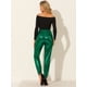 thumbnail image 3 of Pantalones metálicos para mujer, brillantes, brillantes, con cintura elástica, pantalones de chándal holográficos, ropa de calle Punk Hip HopVerde S, 3 of 6