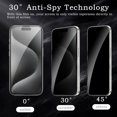 thumbnail image 4 of 3 Pack for iPhone 15 Pro Max Privacy Screen Protector, 9H Anti Spy Dark Tempered Glass Screen Protector for iPhone 15 Pro Max, Easy Installation, Bubble Free, 4 of 7