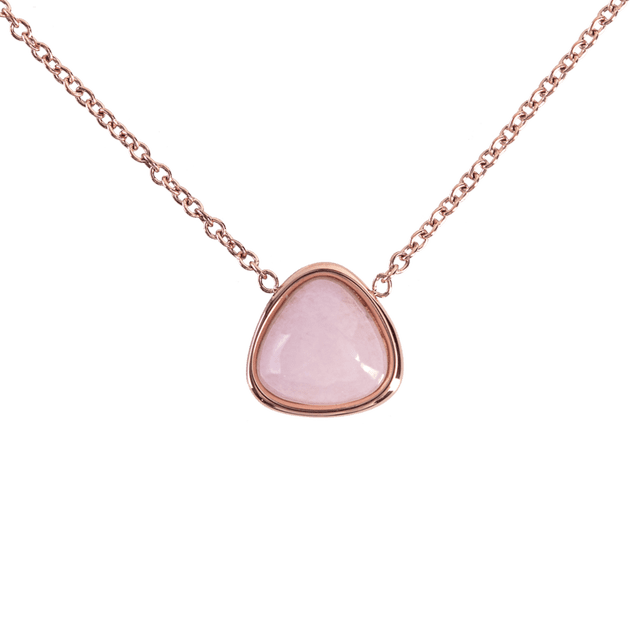 Collar para Mujer de Cuarzo LuckyLy, Acero Inoxidable con Dije de Piedra Natural, Modelo Aline rosa UNITALLA