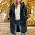 thumbnail image 5 of Women's Winter Single Breasted Long Coat with Hooded Casual Trench Coat Jacket Trendy PeaCoat Dark Gray XL, 5 of 5