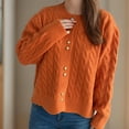 thumbnail image 6 of HTNBO Women's Cable Knit Cardigan Sweaters Long Sleeve Button Down Crewneck Jackets Loose Casual Ribbed Knit Sweater Coats, 6 of 6