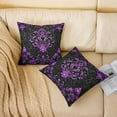thumbnail image 2 of Manfei Victorian Damask Throw Pillow Covers 16x16 Set of 2, Vintage Baroque Floral Pillow Cases for Couch, Black Purple Pillow Cases, Breathable Bedroom Decor, 2 of 6
