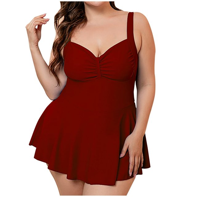 OUSITAID Women‘s Plus Size Tankini Two Piece Swimsuits Push Up Tummy Control Flowy Bathing Suits Swim Dress for Women