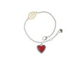 thumbnail image 2 of Delight Jewelry Silvertone Red Heart with Beaded Border - Goldtone Leaf Delicate Bracelet, 6.25+1.75", 2 of 4