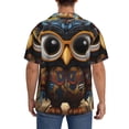 thumbnail image 3 of Xecao Quirky Owl With Glasses Men's Casual Short-sleeved Shirt, a button-up collared shirt with a pocket-3X-Large, 3 of 5