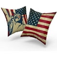 thumbnail image 3 of Vintage American Flag Patriotic Pillow Covers Set of 2 4th of July Pillow Covers USA Freedom Home Decorative Soft Cushion Case for Bed Sofa Couch 18x18 Inch, 3 of 6