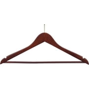 Flat Anti-Theft Sui Hanger with Walnut Finish and P-Nail, (Box of 50) Security Hangers with Solid Wood Bar for Retail and Hospitality