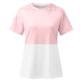 thumbnail image 4 of Dyegold Womens Tops Dressy Casual Summer Short Sleeve Lace Floral Shirts for Women Trendy Loose Patchwork Crewneck T-Shirts Blouses for Women Plus Tunic, 4 of 5