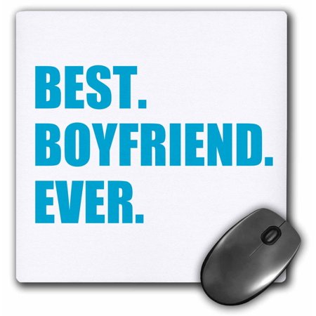 3dRose Blue Best Boyfriend Ever text anniversary valentines day gift for him, Mouse Pad, 8 by 8