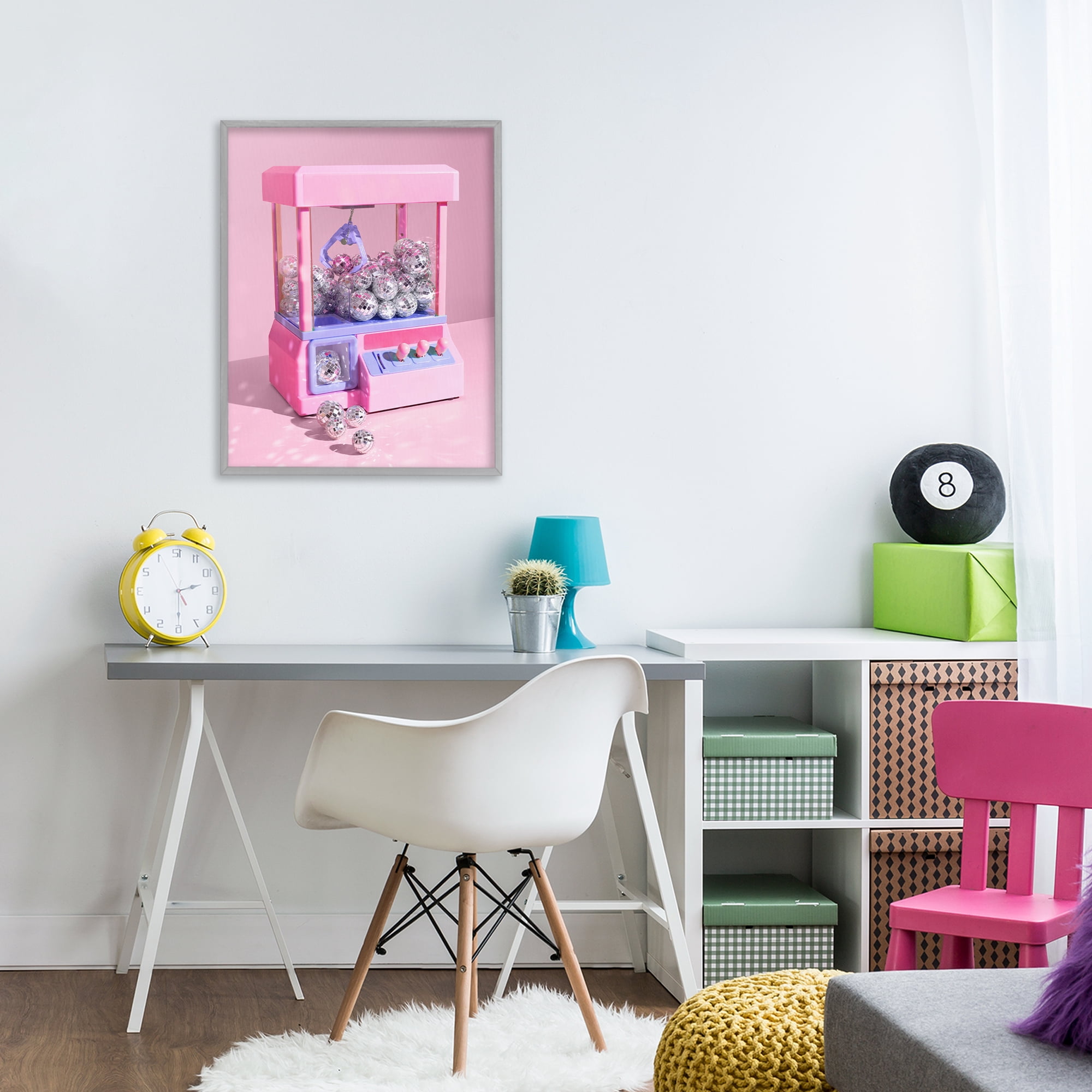Stupell Industries Disco Ball Claw Machine Gray Framed Giclee Art, design by LISH Creative
