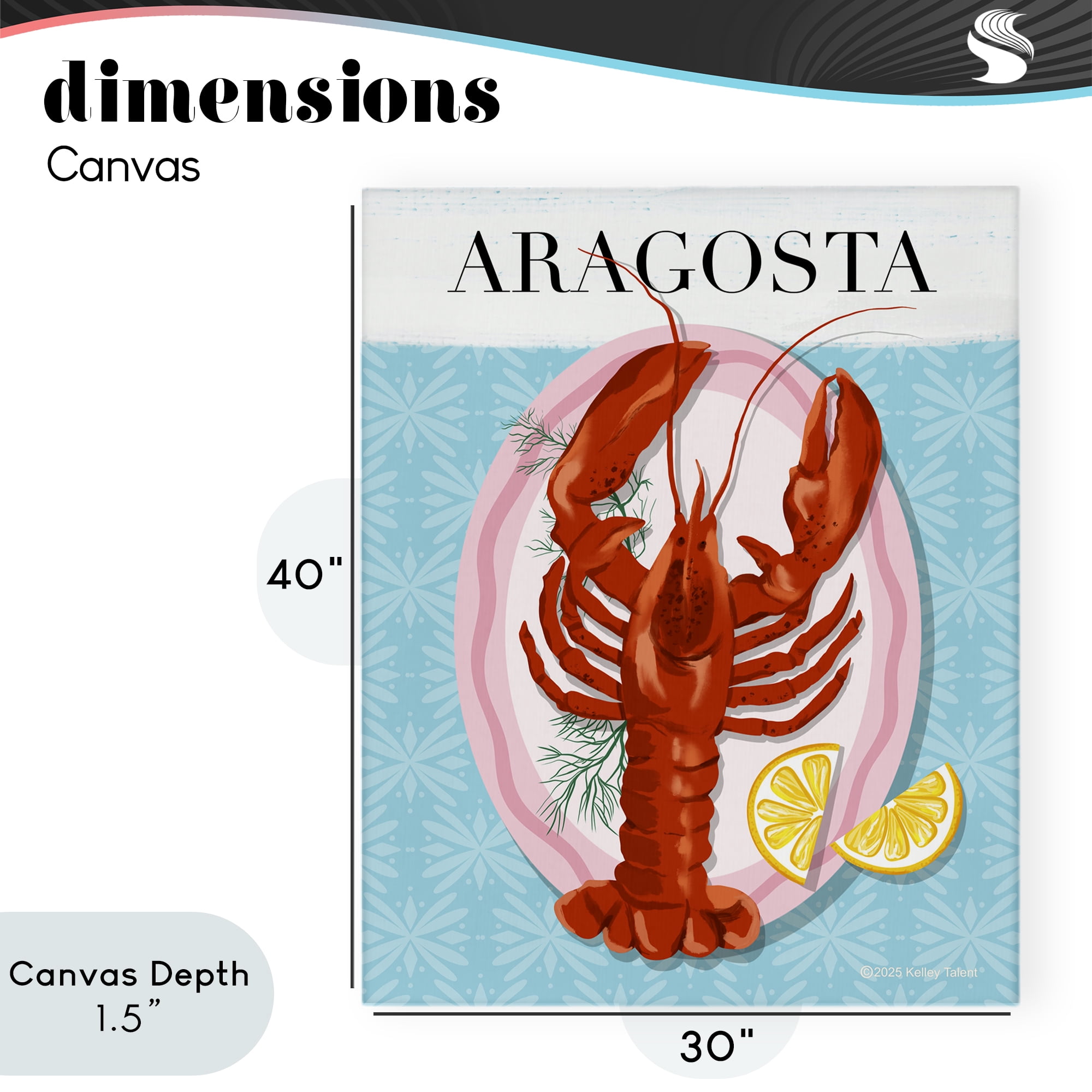 Stupell Industries Aragosta Lobster Dish Canvas Wall Art, design by Kelley Talent