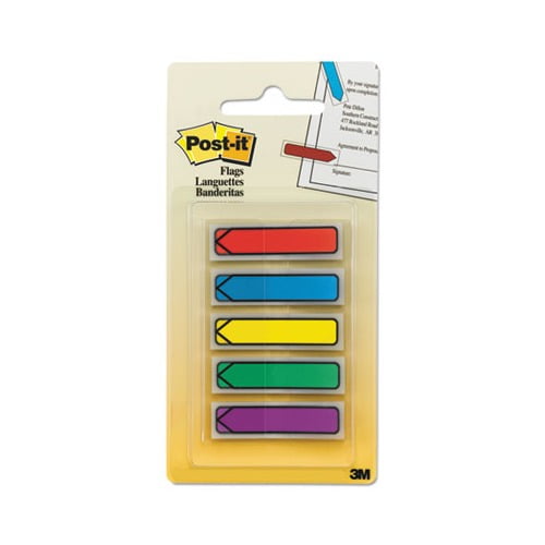 Arrow 1/2" Page Flags Blue/Green/Purple/Red/Yellow, 20/Color, 100/Pack