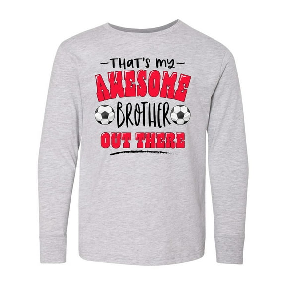 Inktastic That's My Awesome Brother Out There with Soccer Balls Long Sleeve Youth T-Shirt