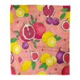 thumbnail image 1 of HATIART Flannel Throw Blanket Red Botany Juicy Pattern Yellow Branch Citrus Drawn Eat Soft for Bed Sofa and Couch 50x60 Inches, 1 of 1