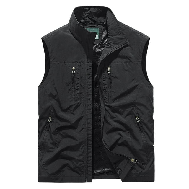 Birdeem Jackets for Men Mens Quick-Drying Work Clothes Jacket Solid Color Stand-Up Collar Zipper Waistcoat