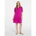 thumbnail image 2 of Time and Tru Women's Cotton Double Cloth Mini Dress with Drop Waist, Sizes XS-XXXL, 2 of 5