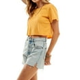 thumbnail image 2 of Women's Boxy Crop Top Round Neck Short Sleeve Casual 100% Cotton Cropped Tee T-Shirt, Mustard, Medium, 2 of 10