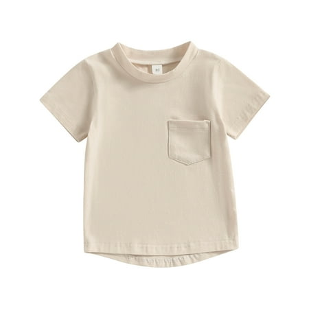 

Biekopu Kid Boys Summer Shirts Short Sleeve Solid Color Chest Pocket Party Casual Tops，3M-4 Years