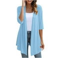 thumbnail image 3 of Horkkom 3/4 Sleeve Cardigan for Women Solid Color Open Front Cardigan Causal Long Lightweight Cardigans L, Gifts for Women, 3 of 9