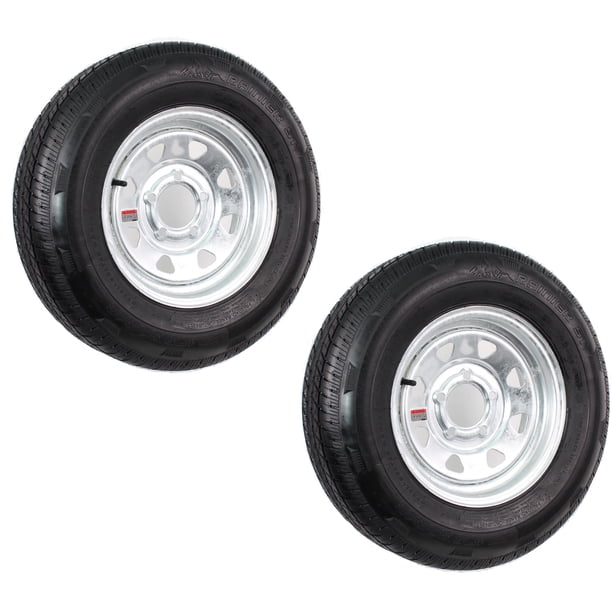 2 Pack Radial Trailer Tire On Rim St175 80r13 Lrc 5 Lug Galvanized Spoke Wheel Walmart Com Walmart Com