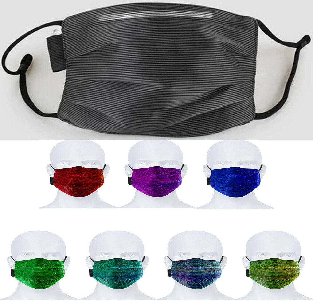 LED Light up Face Masks USB Rechargeable Glowing Luminous Mouth Covers
