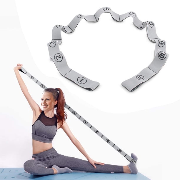 Banda de estiramiento, banda de ejercicio con 11 bucles, cinturón elástico de yoga, bandas de resistencia fáciles de usar y altamente elásticas, acuerdo para yoga, mayor flexibilidad, gris Sailing Electrónica