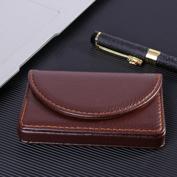 ROSENICE 1Pcs Card Holder for Business and Credit Cards Coffee Color Rectangular Shape