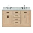 thumbnail image 2 of Ariel Hepburn 61 Inch Double Rectangular Sink Bathroom Vanity With Italian Carrara Marble Countertop 1.5 Inch Edge In Oak, 2 of 10
