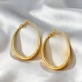 thumbnail image 2 of Lightweight Oval Hoop Earrings for Women - Big Large Oblong Hoop Earrings in 18K Gold Plated, Birthday Jewelry Gifts Ideas Mom Wife Daughter Girlfriend Age, 2 of 6
