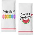 thumbnail image 1 of HTOOQ Hello Sweet Summer Decorative Kitchen Dish Towel, Watermelon Bath Fingertip Towel Tea Bar Hand Drying Cloth, Seasonal Popsicle Decor Sign Home Farmhouse Decorations 18” x 28” - -, 1 of 6