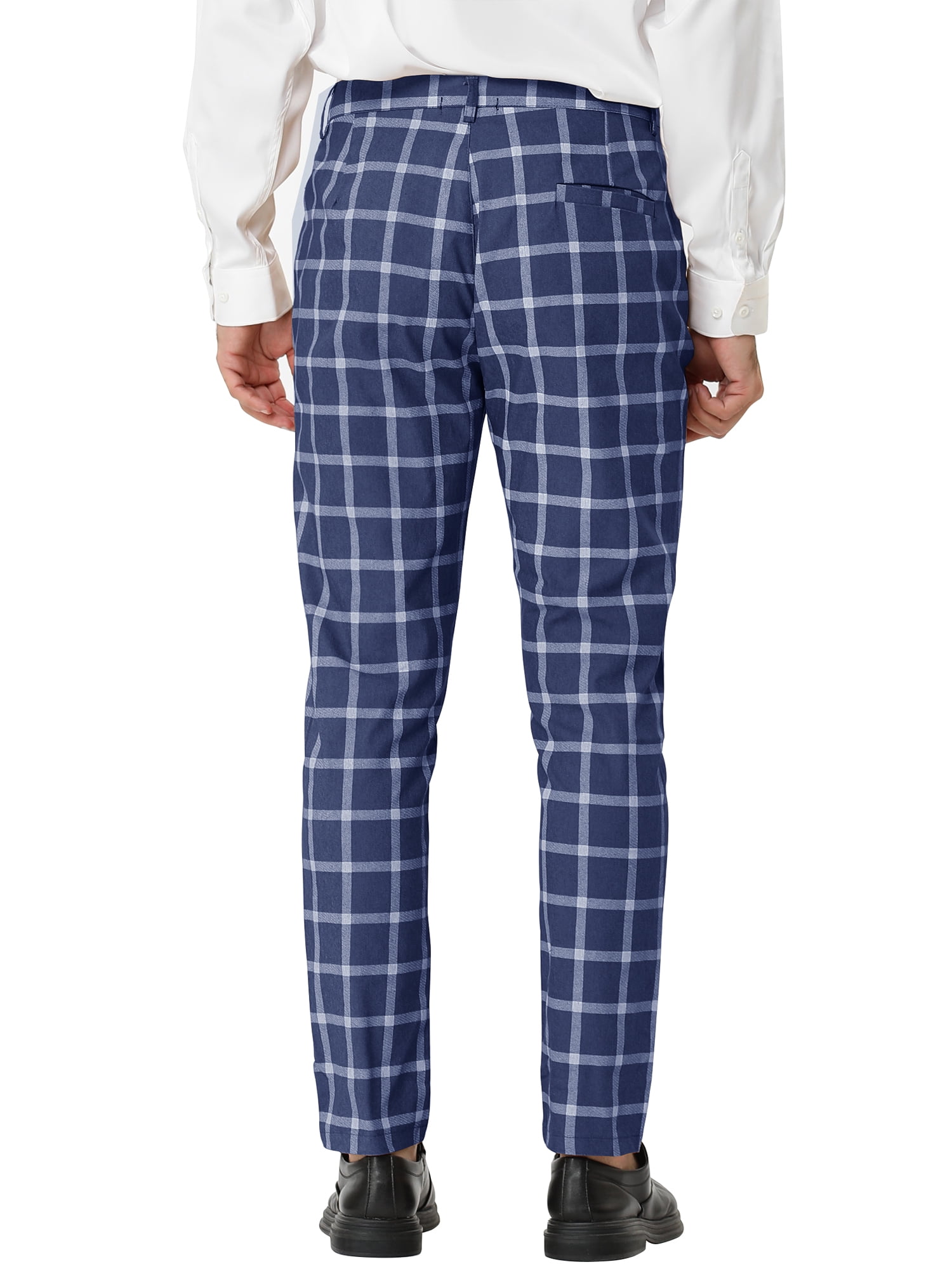 Tall Men's Dress Plaid Pants Slim Fit 