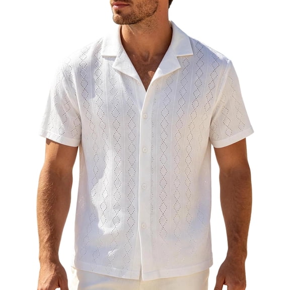 Guluxicc Men's Beach Shirts Button Down Collared Short Sleeve Everyday Wear Shirts for Summer Casual Outfits