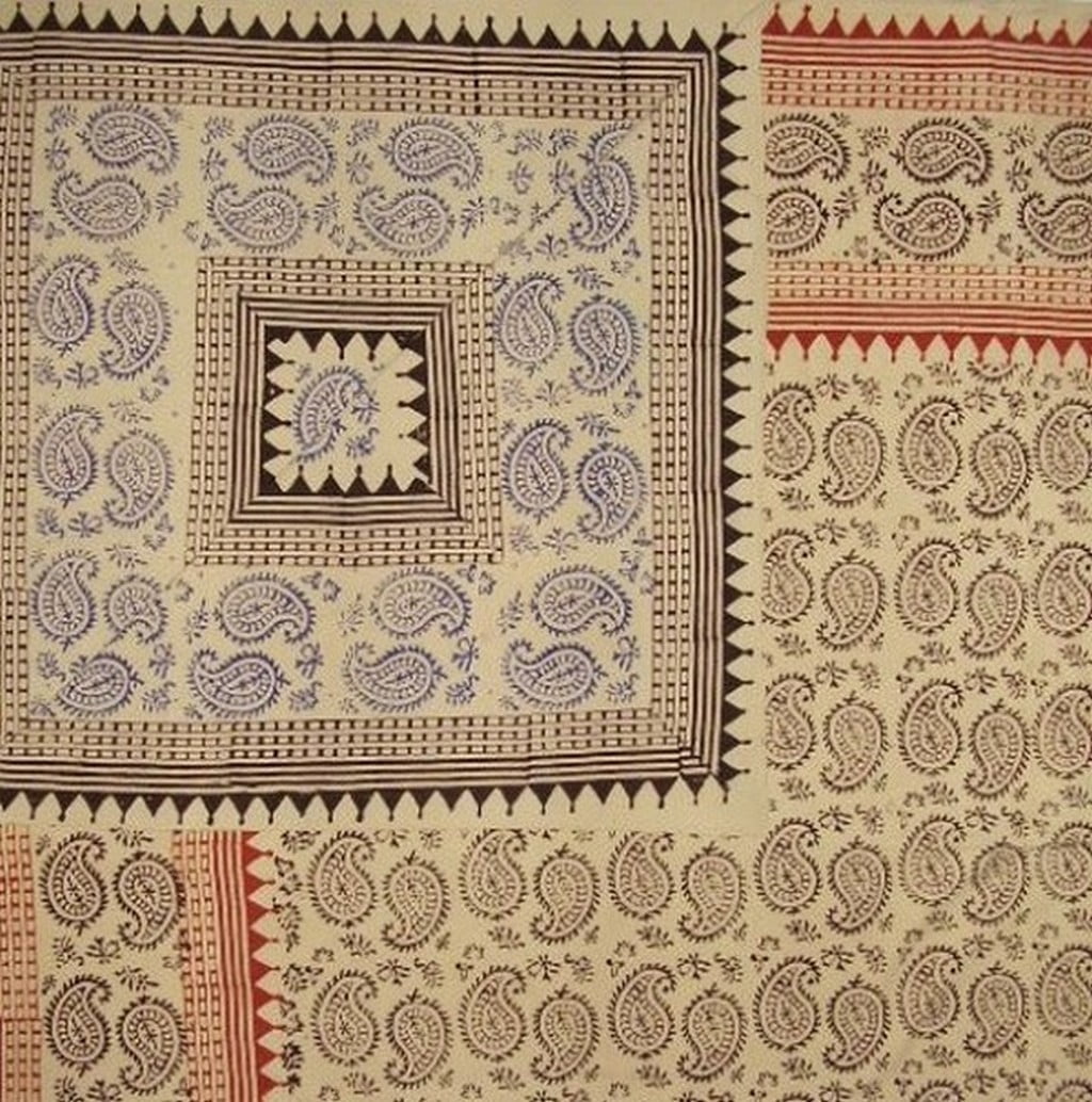 Paisley Block Print Reversible Duvet Cover Cotton  92" x 88" Fits Full-Queen Multi Color