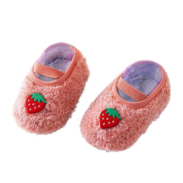Chaussettes pour Enfants Antidérapantes Imprimé Animaux Mignons Chaussettes de Sol Douces Rouges 2-3 Ans