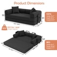 thumbnail image 4 of 78-Inch Convertible Sleeper Sofa Bed, Black Couch with Storage Bag, High-Density Foam, Corduroy Upholstery, Space-Saving & Portable for Living Room, Home Office, 4 of 9