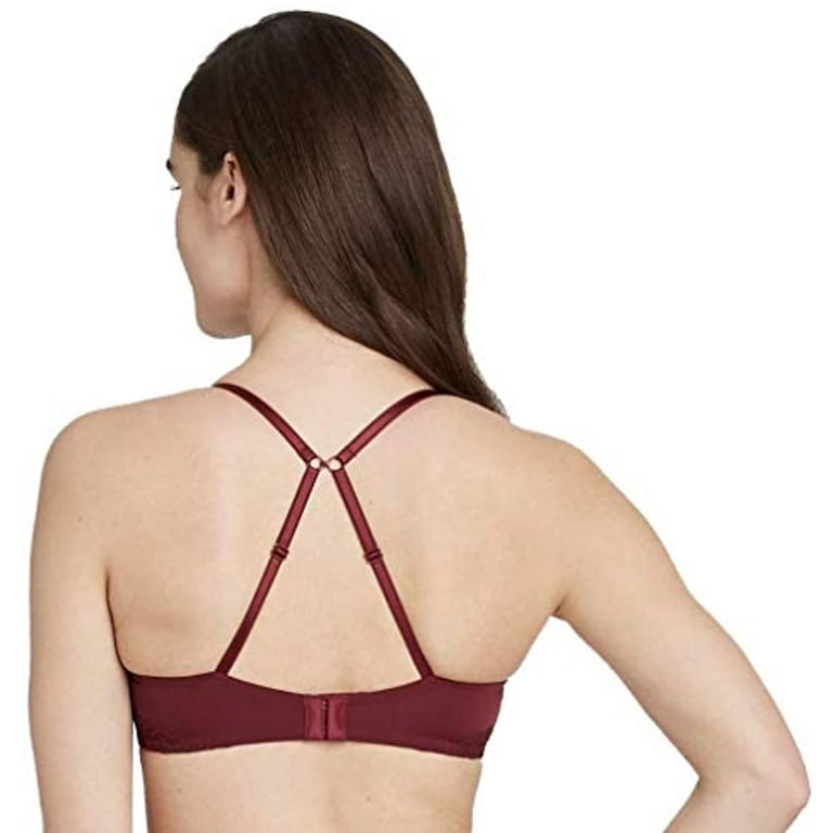 Auden Women's Bliss Lightly Lined Wirefree Bra with Lace - (Berry Red, 38DD)