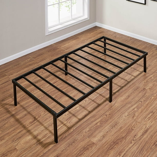 Steel Slat Twin Platform Bed Frame, How To Stop Bed Frame From Rolling On Wood Floor