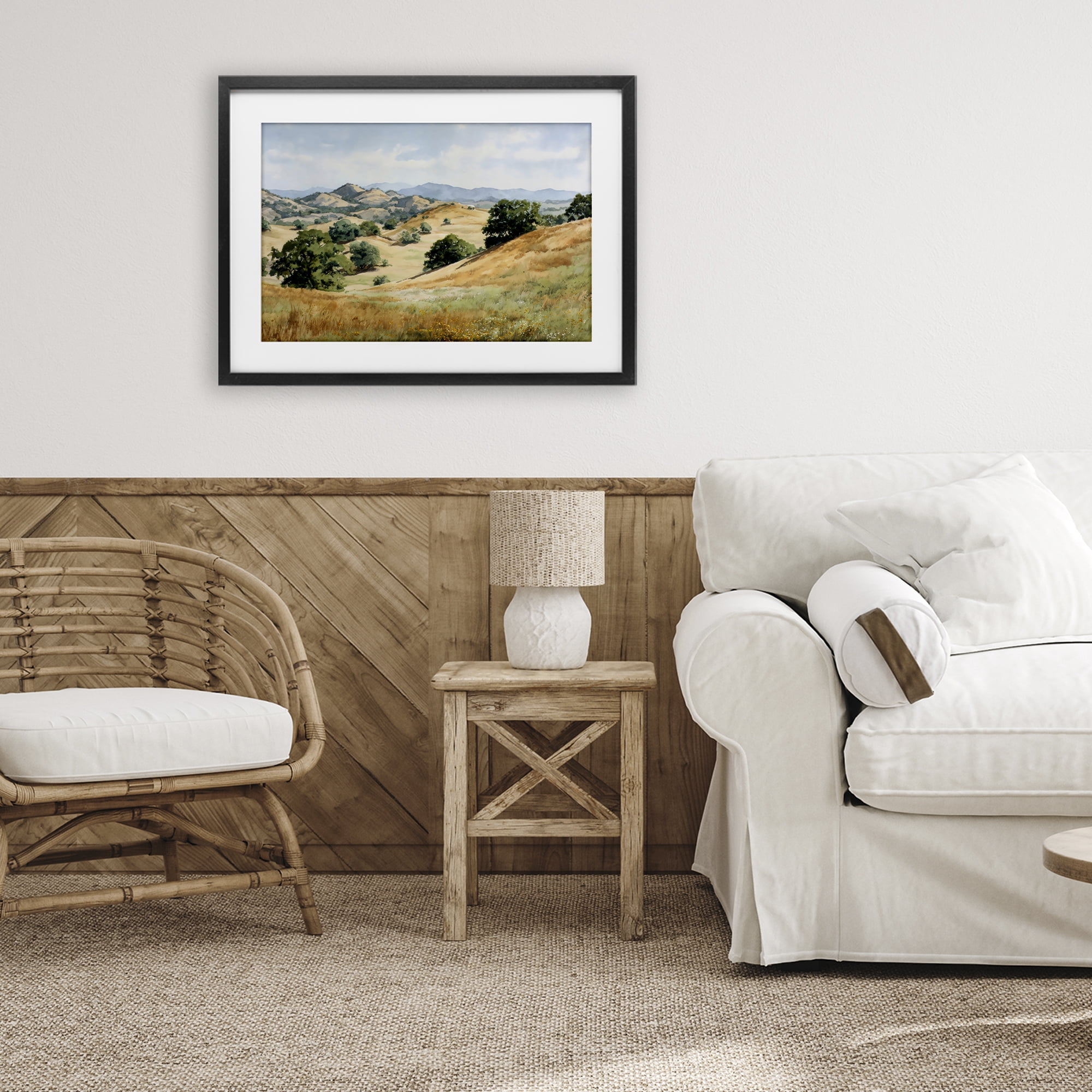 Stupell Industries Idyllic Mountains and Trees Black Framed Print Under Glass, design by Petal Prints Design