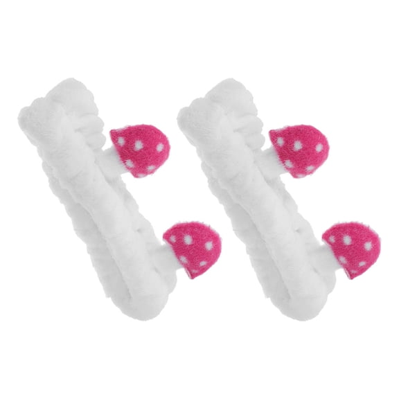 SOPOTUTU 2Pcs White Mushroom Headbands Plush Material for Makeup and Skin Care