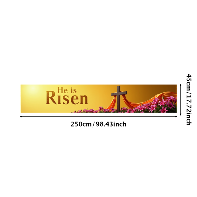 Religious Theme Easter Banner with Cross Lily Decors He is Risen Background Party Supplies Photography Props Church Events Celebrations Decorations