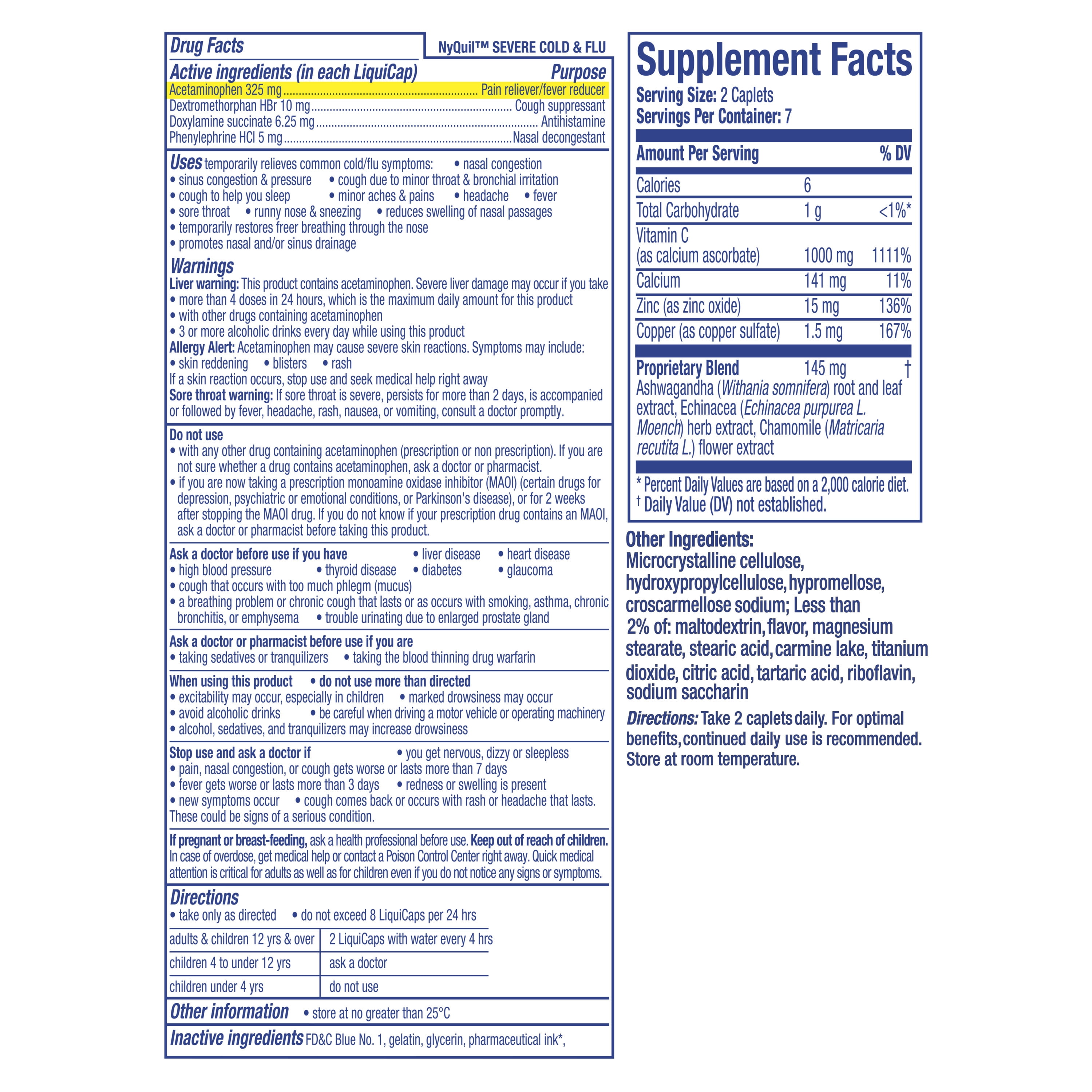 NyQuil Severe Medicine and Super C Rest and Replenish* Daily Supplement Convenience Pack, 26 Ct