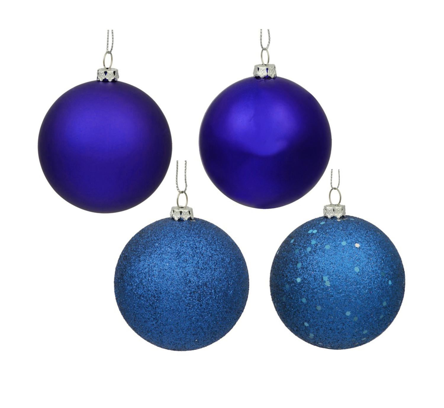 60ct Shatterproof Royal Blue 4Finish Christmas Ball Ornaments 2.5