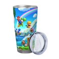 thumbnail image 2 of Lsque Mario Pattern 20oz Car Cup with Lid and Straw, Insulated Coffee Cup with Straw Topper, Spill Proof Travel Coffee Mug, Stainless Steel Tumble, 2 of 8